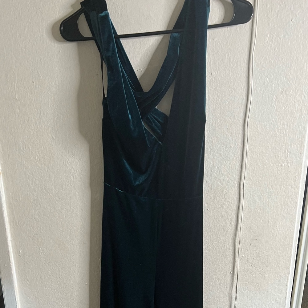 Lulu’s green velour jumpsuit